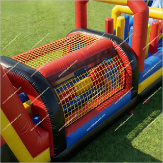 Max Challenge Yard Inflatable Obstacle Course Double Slide Playground Assault Courses For Sale