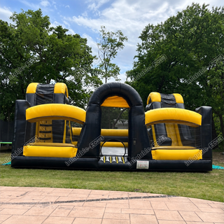 Bring the buzz to your next event with our Yellow Bee Style Inflatable Bounce House! This commercial bouncy castle features a double slide combo, offering double the fun for kids. With its vibrant yellow bee design, it's sure to create a buzz of excitement at any party or gathering. Watch as children bounce, slide, and play, making memories that are as sweet as honey!