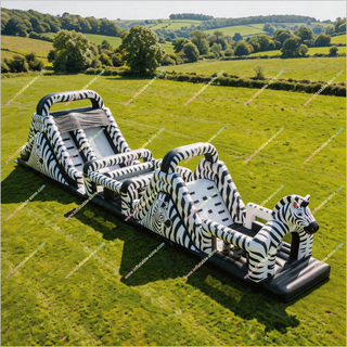 Large Zebra Inflatable Obstacle Course Run Outdoor Team Events Inflatable Assault Course Bouncy Castle