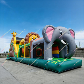 Zoo-Themed Inflatable Obstacle Course Price Large Outdoor Play Equipment Obstacle Course Bouncy Castle To Buy