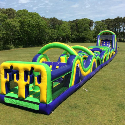 Inflatable Obstacle Course Bounce House Castle with Large Slides Bounce Area and Obstacles Inflatable Bouncer House Jumper Inflatable Adrenaline Rush Beach