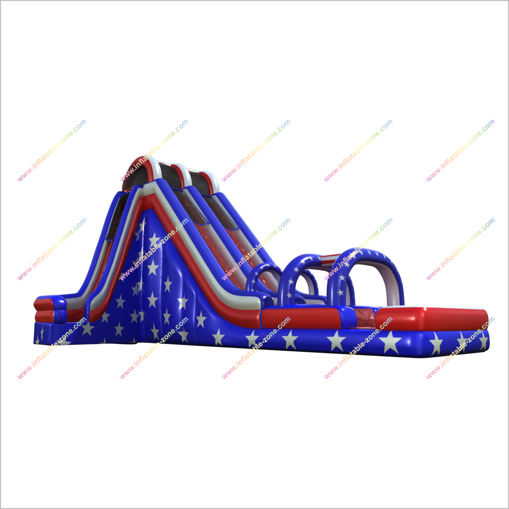 20 Foot American Flag Inflatable Water Slide Summer Blow Up Arch Doubl