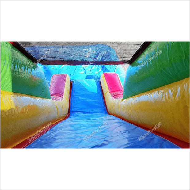 Double Lanes Inflatable Water Bounce House , Durable Attractive Water Slide Jumpy Castle
