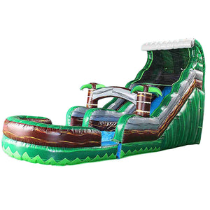 Tropical Inflatable Waterslide Emerald Crush Tsunami Water Slide With Pool Blow Up Jumper Near Me