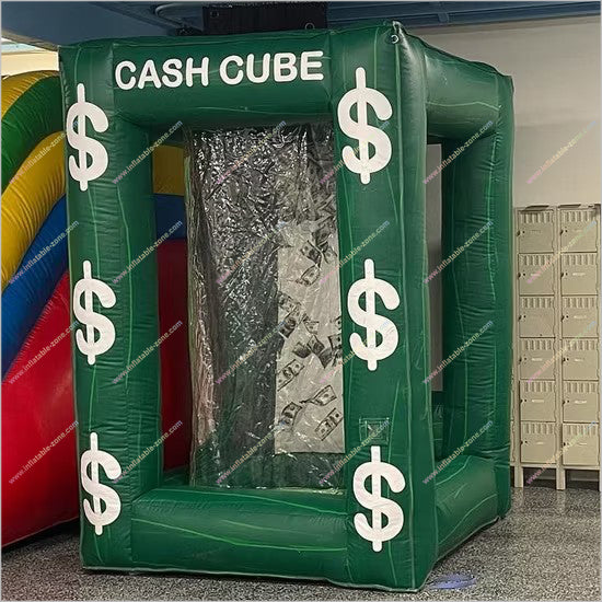 Money Catching Inflatables Inflatable Cash Cube Interactive Challenge Air Sealed Inflatable Cash ...