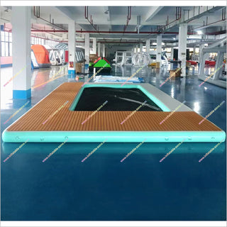 Water Equipment Inflatable Swim Pool Platform Floating Sundeck Inflatable Sea Pool With Anti Jellyfish Net