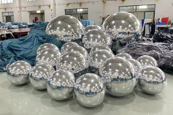 Full Silver Color Inflatable Mirror Ball Big Shiny Giant Inflatable Balls Holiday Decoration Hang Ball
