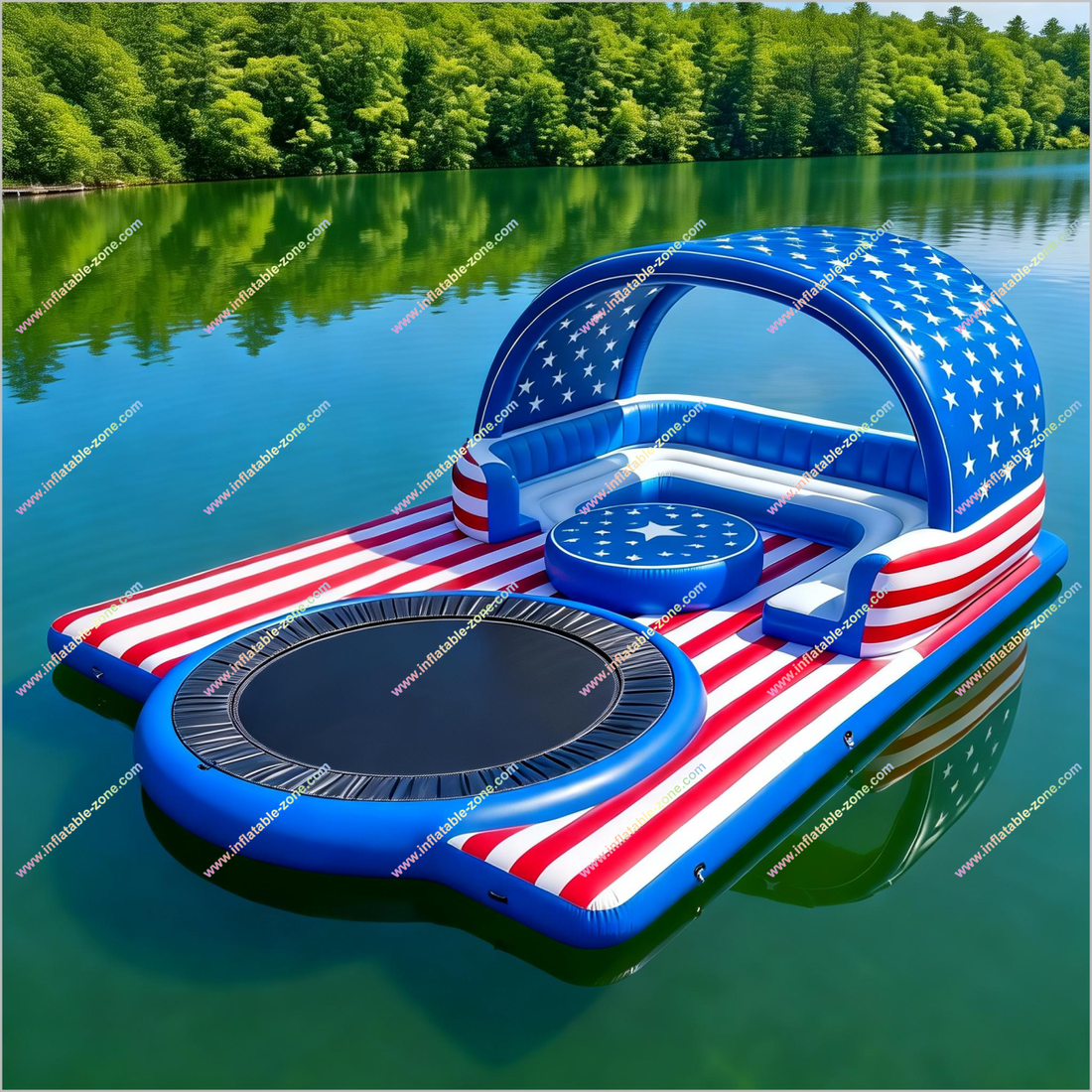 Patriotic Party Inflatable Boat Island Water Floating Tent Inflatable