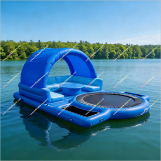 Amazing Trampoline Inflatable Lake Party Floats Water Fun Outdoor Inflatable Party Floats With Trampoline