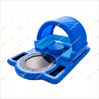 Amazing Trampoline Inflatable Lake Party Floats Water Fun Outdoor Inflatable Party Floats With Trampoline