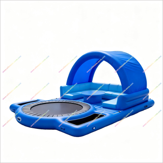 Amazing Trampoline Inflatable Lake Party Floats Water Fun Outdoor Inflatable Party Floats With Trampoline