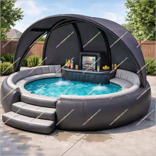 Backyard Luxury Inflatable Pool With Fridge Floating Bar Swimming Pool Small Built In Wine Fridge