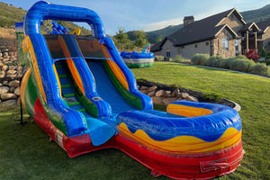 Slip And Slide Water Bounce House Near Me Bouncy Castle Inflatable Splash River Race