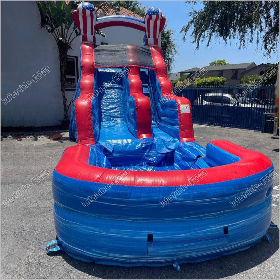 American Slide Inflatable Water Splash Bounce Inflatable Pool Slide Stars Trampoline Giant Slip
