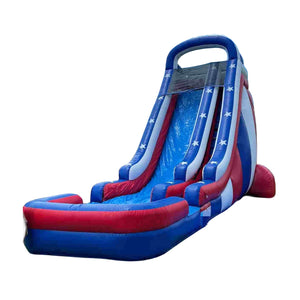 Commercial Mega Splash Inflatable Water Slide Red White Blue Stars And Stripes Inflatable Waterslide Pool