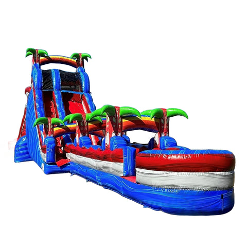Wellfuntime Rainbow Slip And Slide Tropical Theme Backyard Blast Water Slide Large Water Inflatables Pool