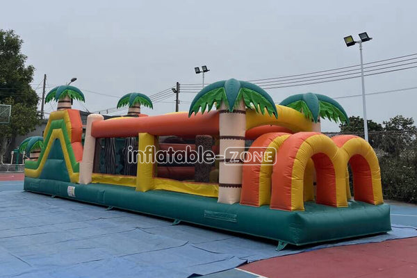 Commercial Kids And Adults Outdoor Inflatable Tropical Obstacle Course Playground Near Me