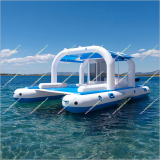 Water Party Theme Inflatable Yacht Float With Shaded Canopy Inflatable Yacht Lake Float For Sale