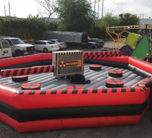 Red Interactive Toxic Meltdown Inflatable Ride Challenge game Inflatable Wipeout Game With Mechanical