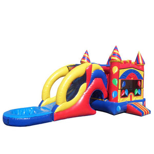 Commercial Jumping Castle Birthday Balloons Combo Bounce House Inflatable Water Slide With Pool