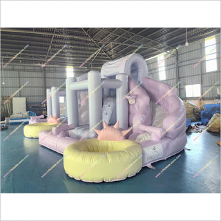 Best Soft Pastel Inflatable Bounce House With Slide And Pool Jumping Castle Waterslide Joy Combo