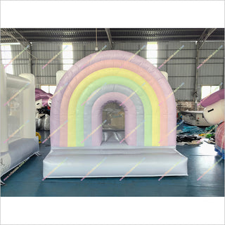 Pastel Rainbow Inflatable Bouncy Castle Rental Soft Play Birthday Party Cheap Bounce House For Sale