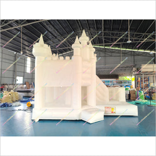 Soft Pastel White Bouncy Castle Inflatable Slide Wedding Combo Bounce House With Ball Pit And Slide