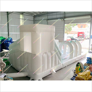 Pastel Inflatable Combo Obstacle Course Bouncy Castle With Slide Playground Equipment For Sale Near Me