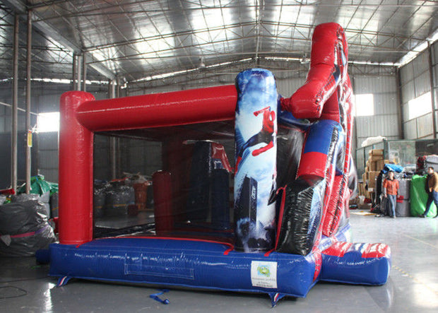 Spider Man Inflatable Bounce House With Slide / Kids Playground Marvel Comic Bouncy Jumping Castles