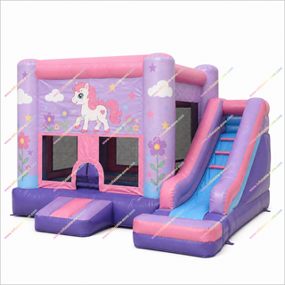 Pony Themed Party Inflatable Jump House With Slide Combo Commercial Princess Bounce And Slide Bouncy Castle Hire