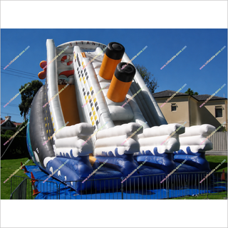 Titanic Inflatable Slide Double Lane Bounce Blow Up Titanic Slide Playground Equipment For Backyard