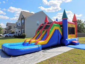 Double Lanes Inflatable Water Bounce House Combo Durable Attractive Water Slide Bounce Castle Jumper