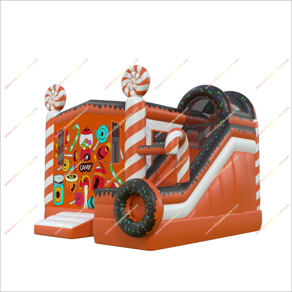 Candy Themed Party Inflatable Castle Slide Jumping Area Bounce House W