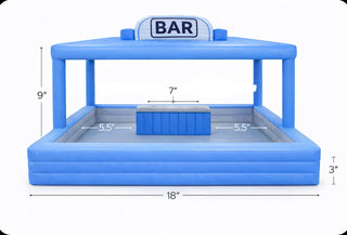 50% deposit for customized 20ft (L) x 18ft (W) x 9ft (H) inflatable pool bar with air pump