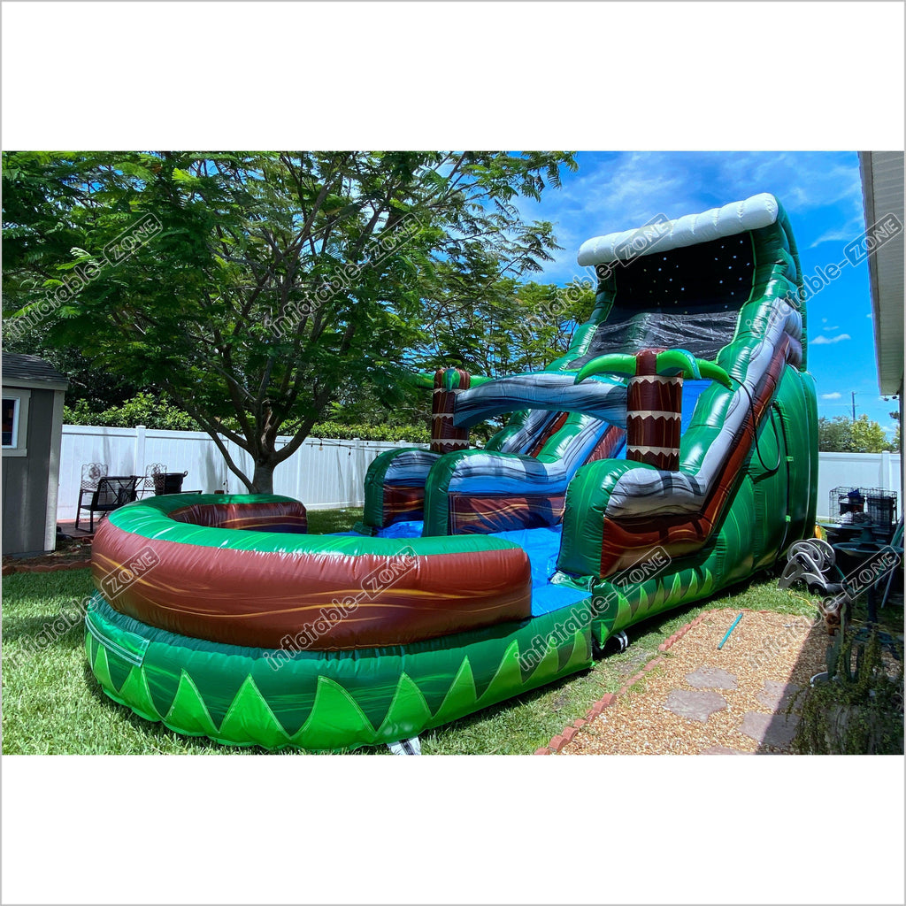 Fitt Curve Inflatable Inflatable Water Slide Slam And Curve Double Cannon Blast Air Fun Boun ...