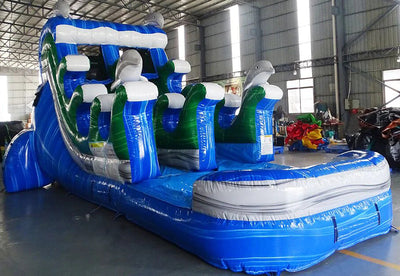 Blow up water slide commercial inflatable pool for adults bounce house river race