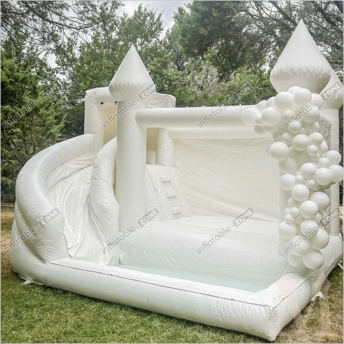 Commercial Grade White Bounce House Slide Combo Inflatable Bouncy Cast ...