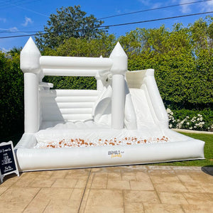 Ultimate 3In1 Bounce House And Slide Combo White Inflatable Wedding Bouncy Castle With Ball Pit