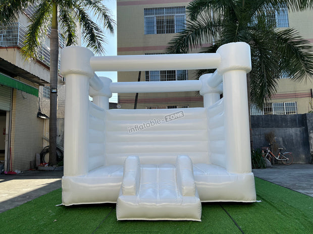 Inflatable White Bounce House With Small Slide