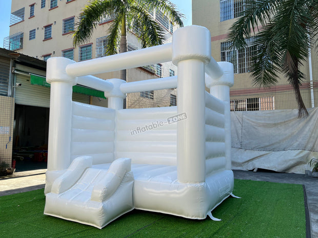 Inflatable White Bounce House With Small Slide