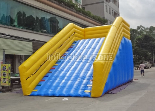 Yellow And Blue Inflatable Zorb Ball Ramp , Inflatable Zorb Ball Race Slope
