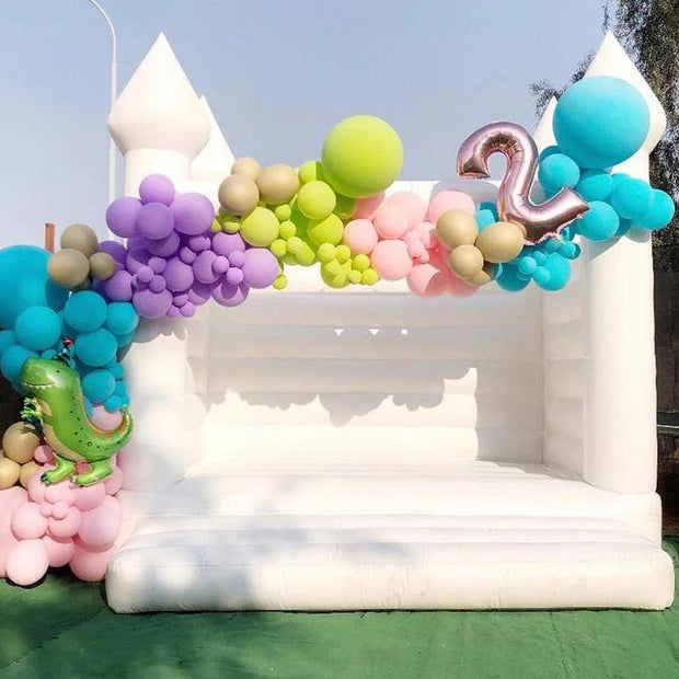 White Gorgeous Inflatable Wedding Bouncer Outdoor Bounce House Jumping Bouncy Castle For Kids Birthday Party