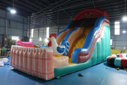 Fun Rooster Colorful Inflatable Slide House Garden Water Slide Toys