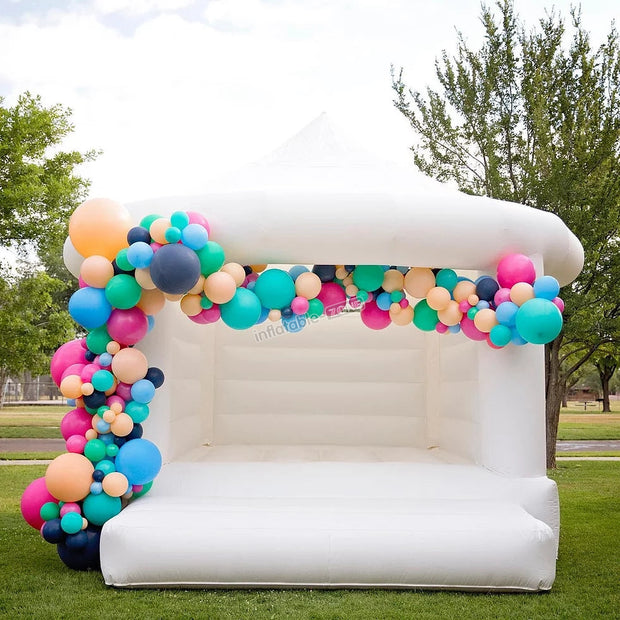 Beautiful inflatable white bounce house, white jump house
