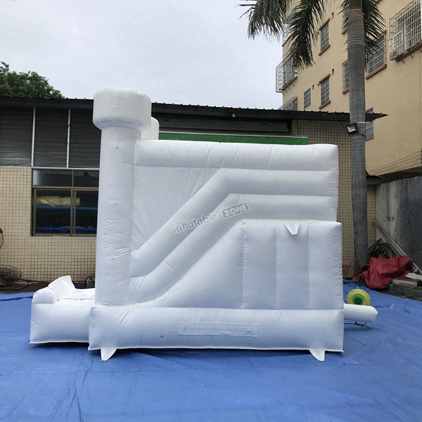 Inflatable White Bounce House With Slide Jumper