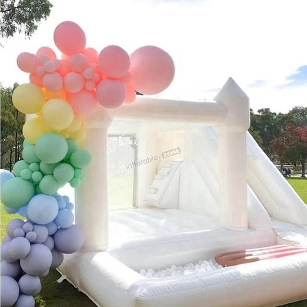 3 In 1 White Bounce House With Slide And Ball Pit Pool For Outdoor Party