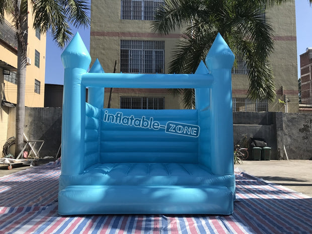 Blue Bounce House White Inflatable Wedding Bouncy Castle With Plato PVC Material For Kids Todders Party