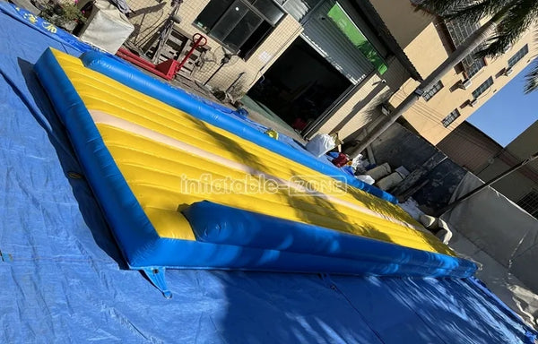 Blue And Yellow Tumbling Mat For Cheerleading Flipping Skills, Air Track Inflatable Gymnastics Mat