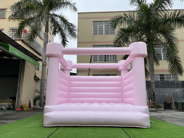 Custom Commercial pastel pink  inflatable bouncy jumping castle white bounce house for sale