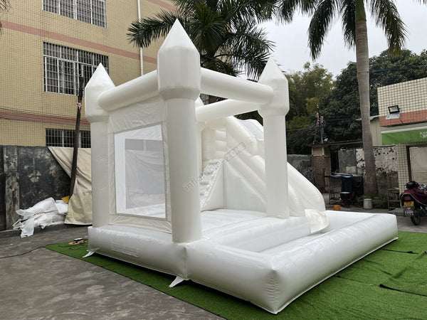 3 In 1 White Bouncy House Jumper With Slide And Ball Pit Pool